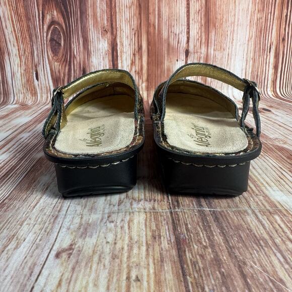 Alegria TUSCANY Size EU 39 US 9 Metallic Floral Leather Mules Slides Shoes Clogs - Picture 4 of 10